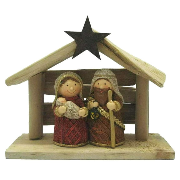 Christ Nativity Resin Statue House Set Church Decorative Ornament Supplies for Home Church Desktop Decoration Gift