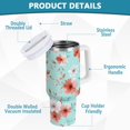 thumbnail image 4 of 40 oz Tumbler With Handle Stainless Steel Insulated Tumbler With Lid for Car Cup Holder Watercolor Coral Pink Flowers, 4 of 9