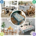 thumbnail image 5 of Blue and Orange Floral Boho Pattern Rectangle Tablecloth 60"x120",Waterproof Polyester Rectangle Table Cloth, Wipeable Spillproof Polyester Tablecloth for Dining, Camping, Indoor and Outdoor, 5 of 6