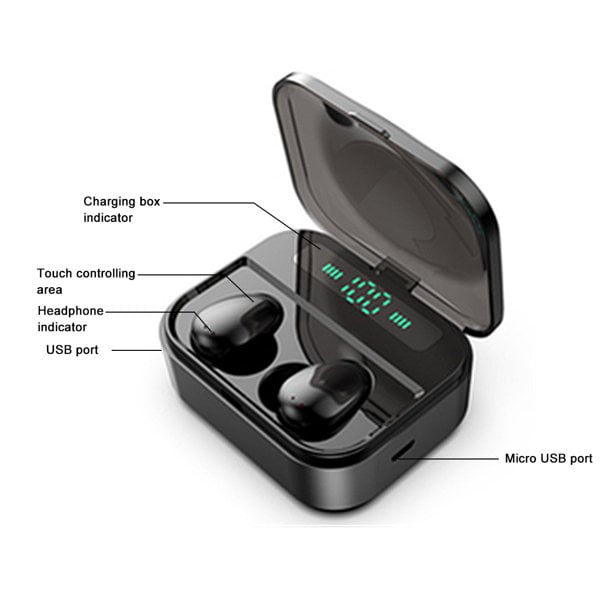 Wireless EarbudsBluetooth 5.0 Wireless Earbuds Bluetooth Headphones with  Deep Bass HiFi 3D Stereo Sound Built-in Mic Earphones with Portable  Charging 