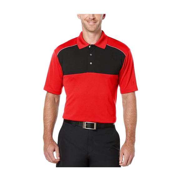 Polo de Golf de Rugby PGA Tour para hombre color block rojo pequeño