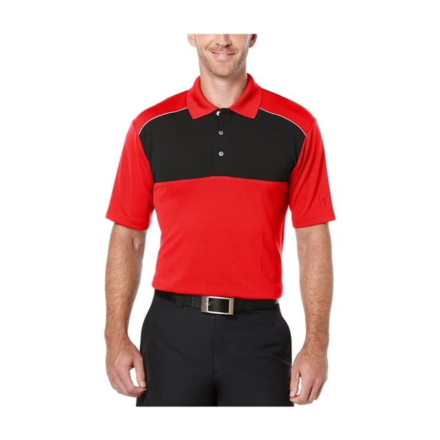 Polo de Golf de Rugby PGA Tour para hombre color block rojo pequeño