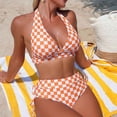 thumbnail image 4 of ClodeEU Women's Plaid Print Printed Bikini 3 Piece Set ,Bathing Swimsuit with Cover Ups Kimono Orange,Womens Plus XXL, 4 of 6