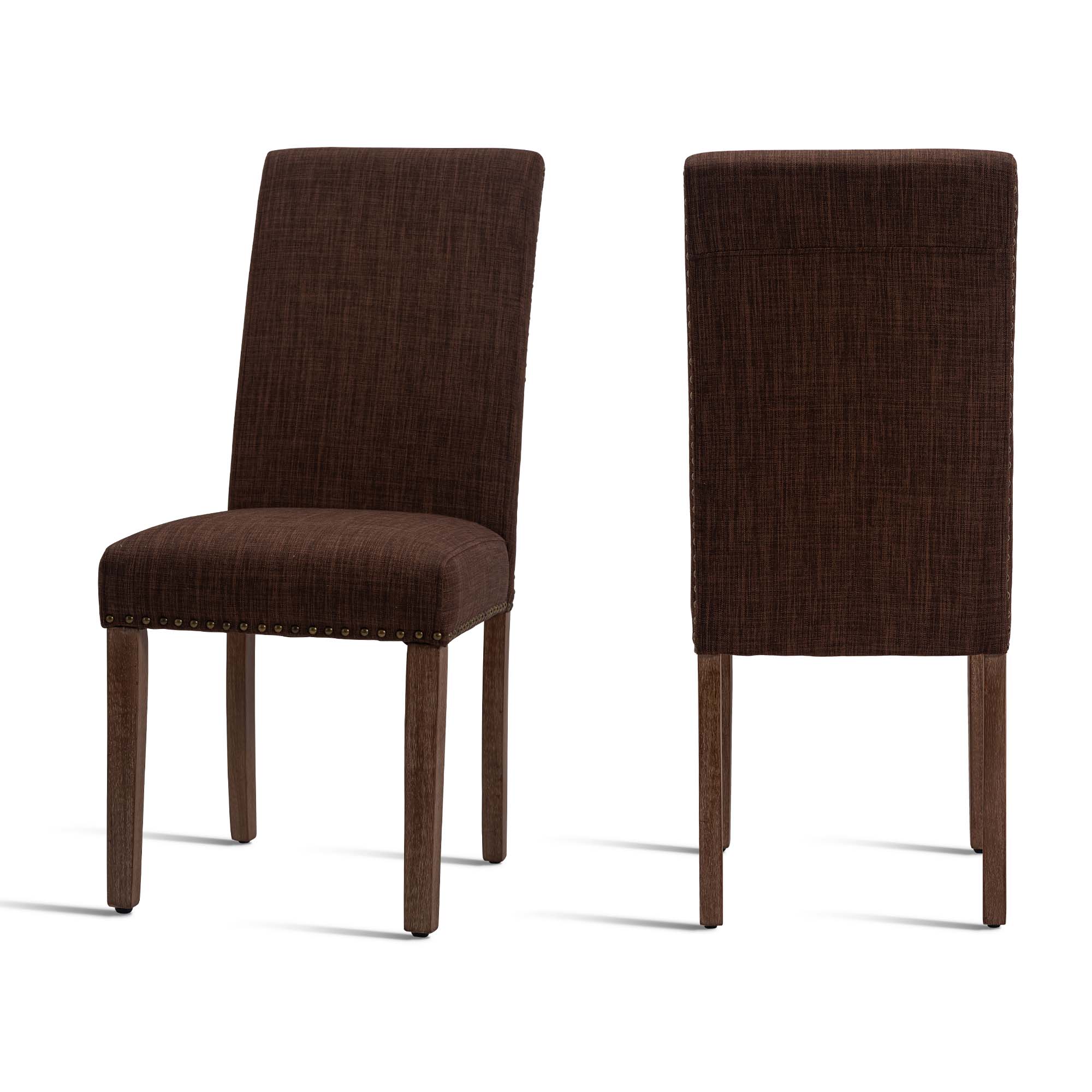 Dining Chairs Set of 2 Fabric Dining Chairs with Nailhead for Home,Brown
