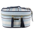 thumbnail image 3 of (2 pack) Sophia Joy Striped Zippered Cosmetic Train Case, Blue/White, 2-Pieces, 3 of 3