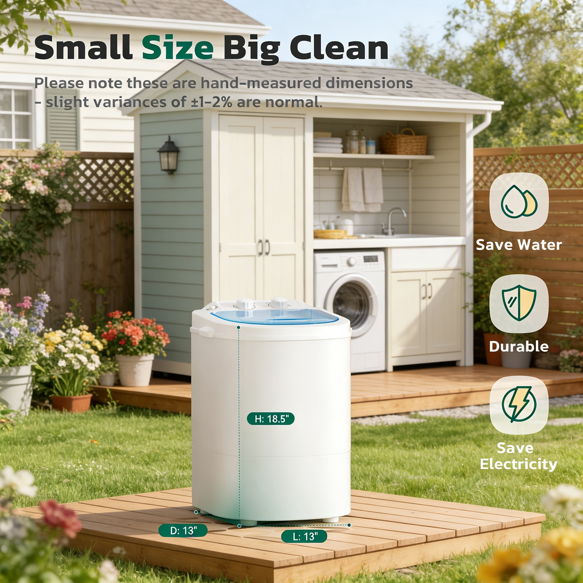 6.6lbs Portable Washing Machine, Single Tub Small Laundry Washer With Spin Basket, Semi-automatic Washer For Home, Apartment, RV, Dorm & Outdoor