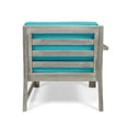 thumbnail image 4 of Faviola Ana Outdoor 3 Seater Acacia Wood Sofa Sectional with Cushions, Light Gray and Teal, 4 of 11
