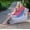 Air Blue / Granite, variant on Jaxx Juniper Sunbrella Outdoor Bean Bag Patio Lounge Chair - Tangerine & Granite