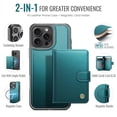thumbnail image 2 of JEEHOOD Case For iPhone 15 Pro, RFID Blocking Compatible With MagSafe Detachable 2 In 1 Wallet With Snap fastening Card Holder,PU Leather Case,Kickstand Magnetic Protective Women Men Cover,Blue, 2 of 8