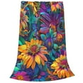 thumbnail image 2 of Pofeuu Psychedelic Sunflowers Print Ultra-Soft Micro Fleece Blanket,for Bed Or Sofa,All Season Throw Blankets Flannel Blanket-60"x50", 2 of 7