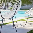 thumbnail image 5 of BELLEZE 3-Piece All Weather Acapulco Set Patio Conversation Bistro Set Outdoor Furniture With Plastic Rope 2 Chairs and Glass Top Table, White, 5 of 7