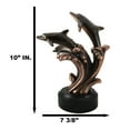 thumbnail image 2 of Bronze Electroplated Three Bottlenose Dolphins Riding Over Ocean Waves Statue, 2 of 9