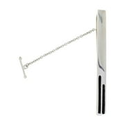 Beautiful Onyx Checkboard Illusion Tie Clip In 925 Sterling Silver
