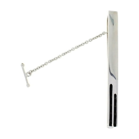 Beautiful Onyx Checkboard Illusion Tie Clip In 925 Sterling Silver