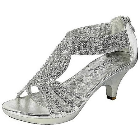 Angel-37 Women Party Evening Dress Bridal Wedding Rhinestone Platform Kitten Heel Sandal Shoes