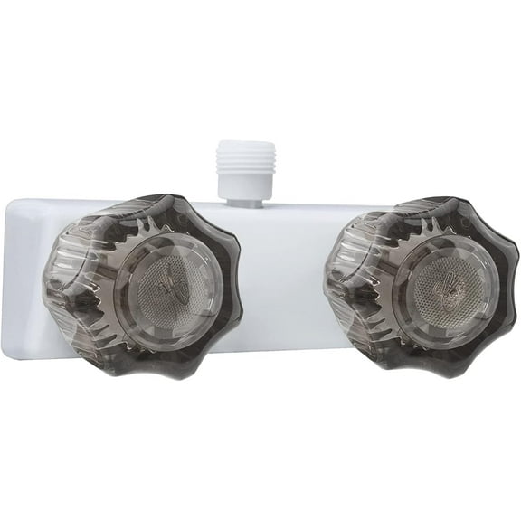 RV Shower Faucet Replacement, 4" RV Shower Faucet Valve Diverter, Camper Shower Faucet Replacement for RV/Motorhome/Trailer, Dual Smoked Acrylic Knobs Bath Faucet