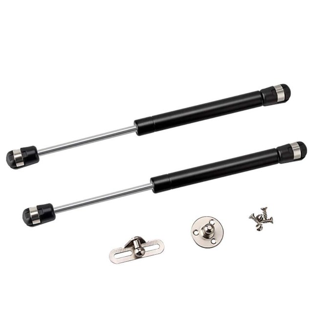 Paquete de 2 puntales de gas extendidos de 10 pulgadas con fuerza de propulsión de gas de 150 N/33 lb - Resortes de gas negros/elevador de ventana y soporte de tapa/amortiguadores de gas para platafor