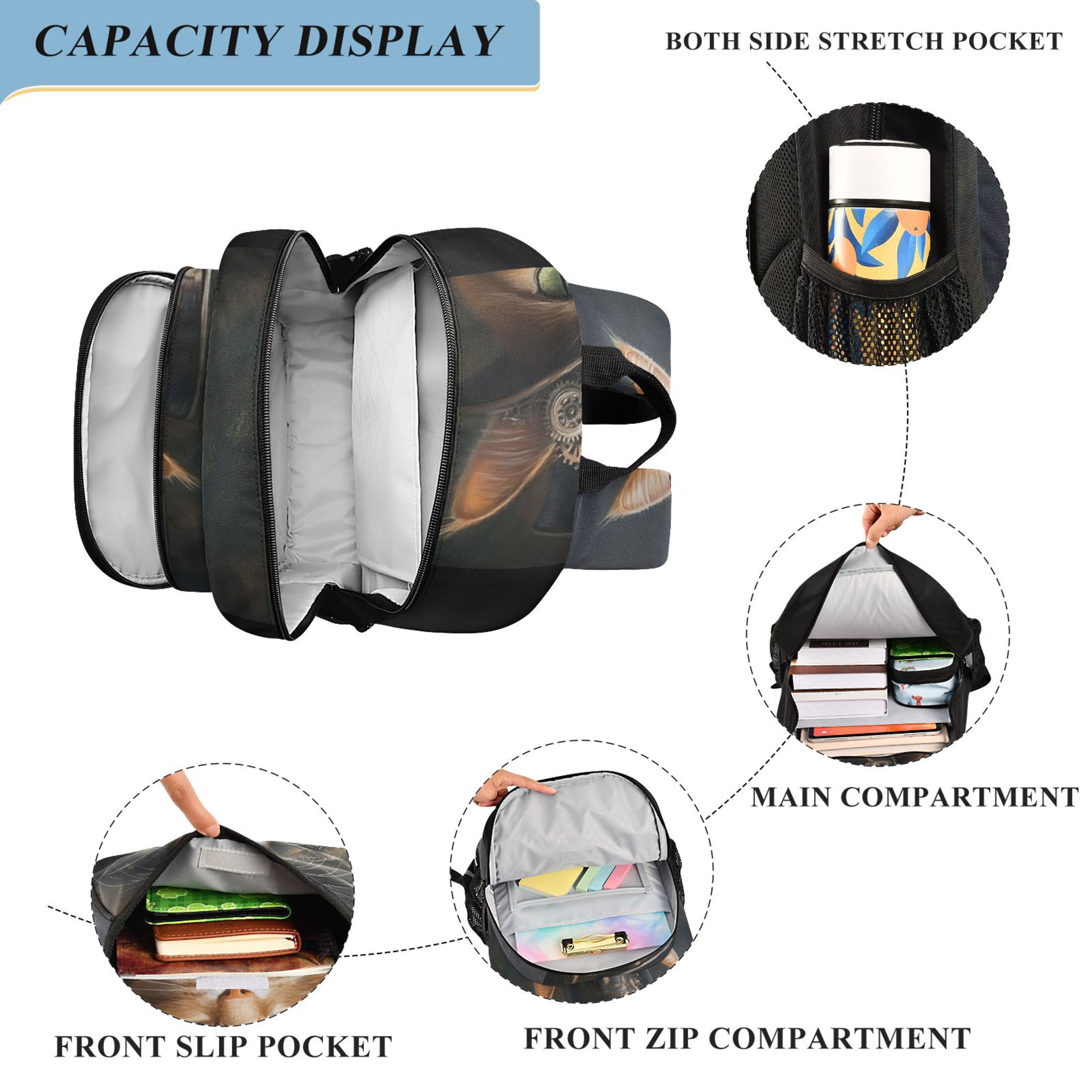 Backpack 12.9 *5.1 * 17.7 Inches Outing Backpack, Shopping Backpack, Travel Backpack Cat