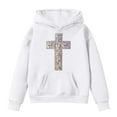 thumbnail image 3 of SonxaHe Toddler Girl Hooded Sweatshirt Long Sleeve Cross Prints Comfy Fall Winter Drop Shoulder Hoodie White,Sized 2-3, 3 of 3