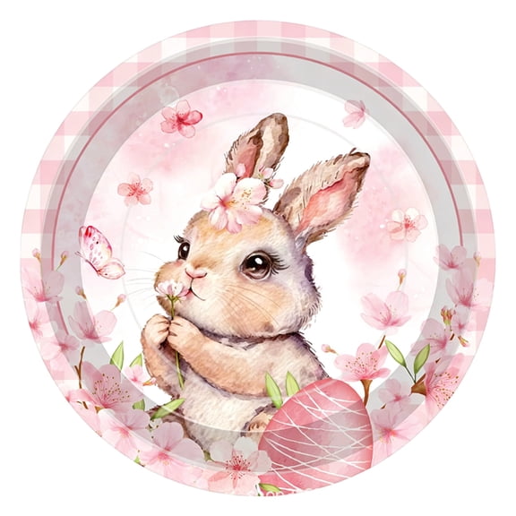 Easter Sets, Paper Dessert Plates and Napkins for Egg Cellent EasterCute Pink Bunny Decorations Tableware,Spring Holiday,Dinner Party,Wedding,Baby Shower,Birthday Party Decoration
