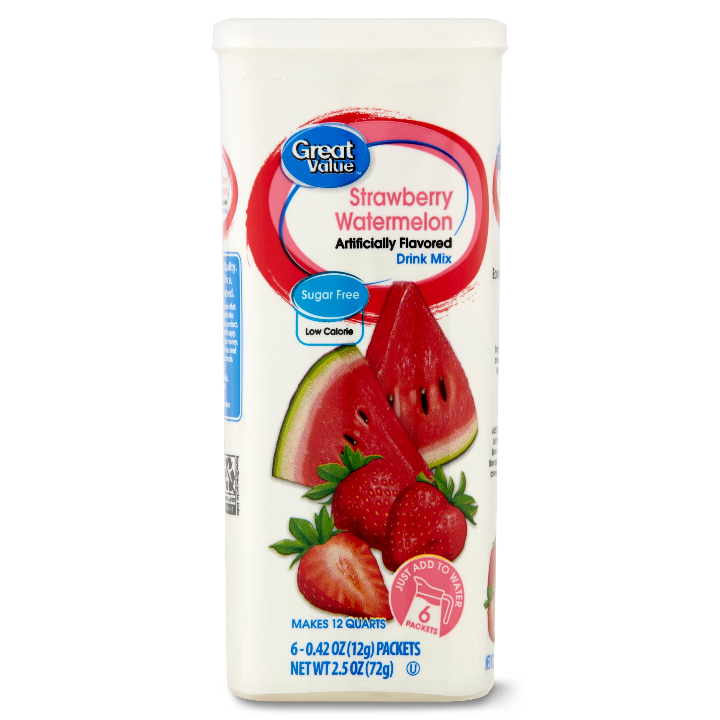 Great Value Sugar-Free Drink Mix, Strawberry Watermelon, 0.42 Oz, 6 Ct