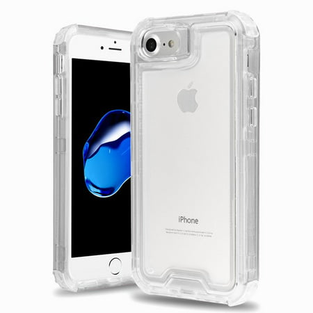 Apple iPhone 8, iPhone 7, iPhone 6/6S Phone Case 3 layers Hybrid Cornes TPU Bumper Electroplating Shockproof Rubber Clear Transparent Protective Phone Case Cover for Apple iPhone 7 /8 /6 (Best Clear Iphone 6 Case)