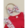 thumbnail image 6 of CIYCuIT Baby Girl Christmas Romper Dress Ruffled Long Sleeve Cartoon Print Skirt Hem Jumpsuit with Headband Infant Toddler Sweet Daily Clothes 0-24 Months, 6 of 9