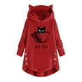 thumbnail image 1 of Top de abrigo de felpa con capucha y manga larga con botones de felpa y orejas de gato con estampado informal para mujer Pompotops gfhjh24486, 1 of 4
