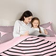thumbnail image 4 of Homewish Abstract Stripes Twin Comforter Sets,Classic Geometric Bedding Set,Pink Black,Pink Reversible,2 Pieces,1 Comforter and 1 Pillowcase, 4 of 7