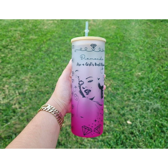 Marilyn Monroe Beer Can Glass | Boho Marilyn Coffee Glass |