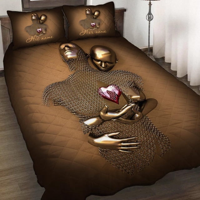 Couple - Ensemble de Courtepointe Personnalisé avec Motif Imprimé 3D