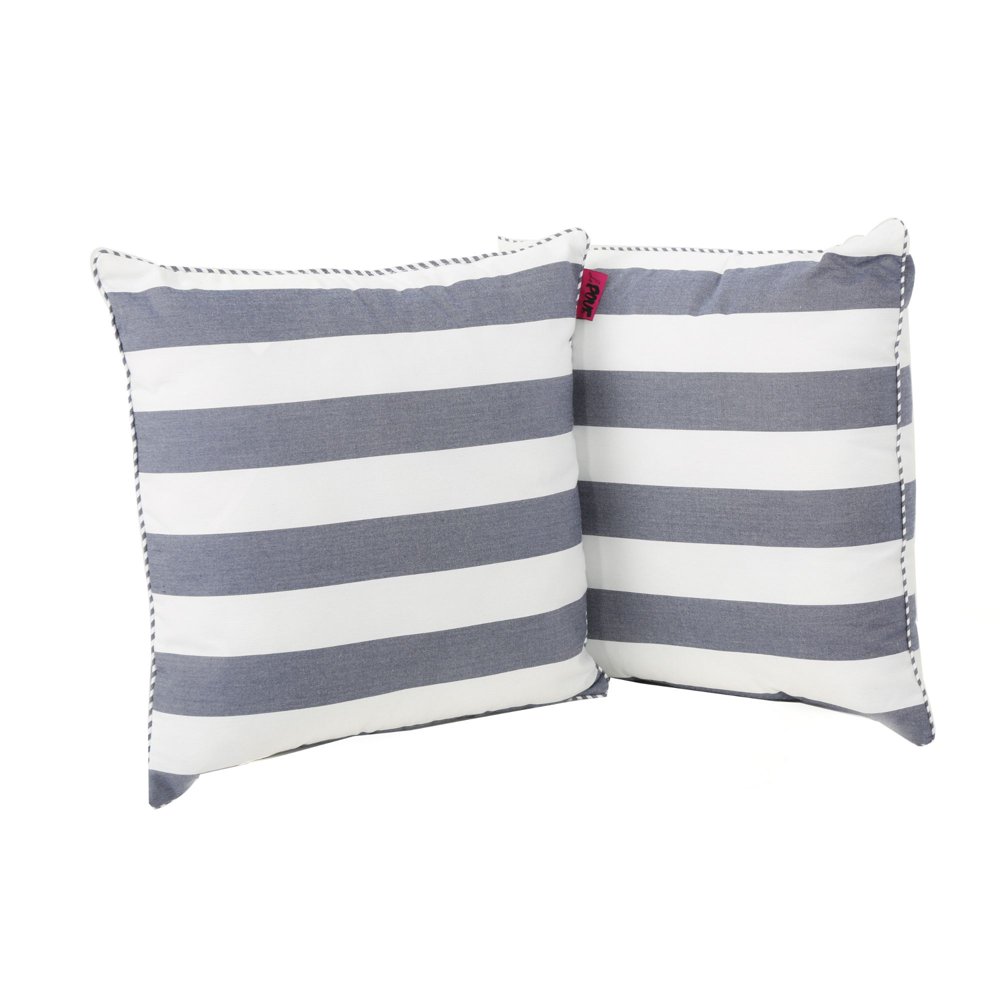 Set of 2 Blue and White Striped Square Throw Pillows 20"