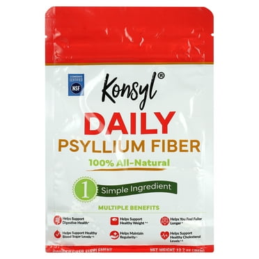 Konsyl Daily Psyllium Fiber for Digestive Health, 100% All-Natural Psyllium Fiber, 5g of Fiber, 60 Servings, 12.7 oz