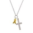 thumbnail image 2 of Delight Jewelry Silvertone Yellow Ribbon Everlasting Love Engraved Cross Zoey Necklace, 28", 2 of 4