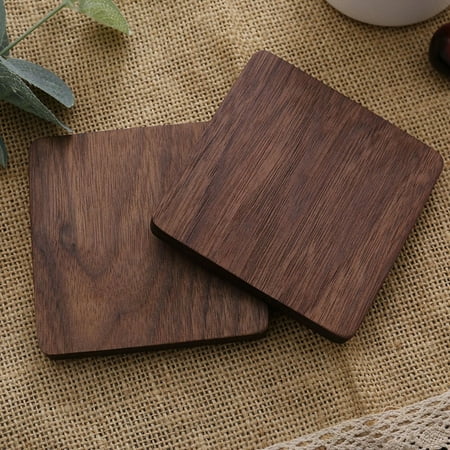

Mduoduo Wooden Coasters Black Walnut Wood Square Placemat Tea Cup Cushion 8.8*8.8cm