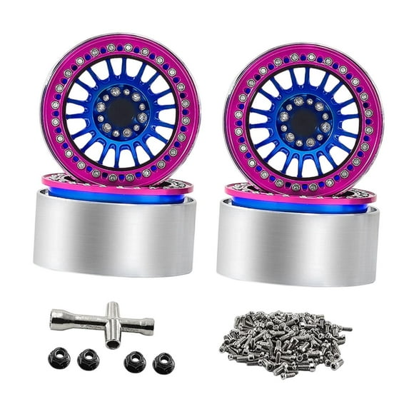 BELOVING 4 Pcs Jantes de Roue de Crawler RC 1/10 Pcs de Rechange Alliage d'Aluminium pour SCX10 H8H Bleu