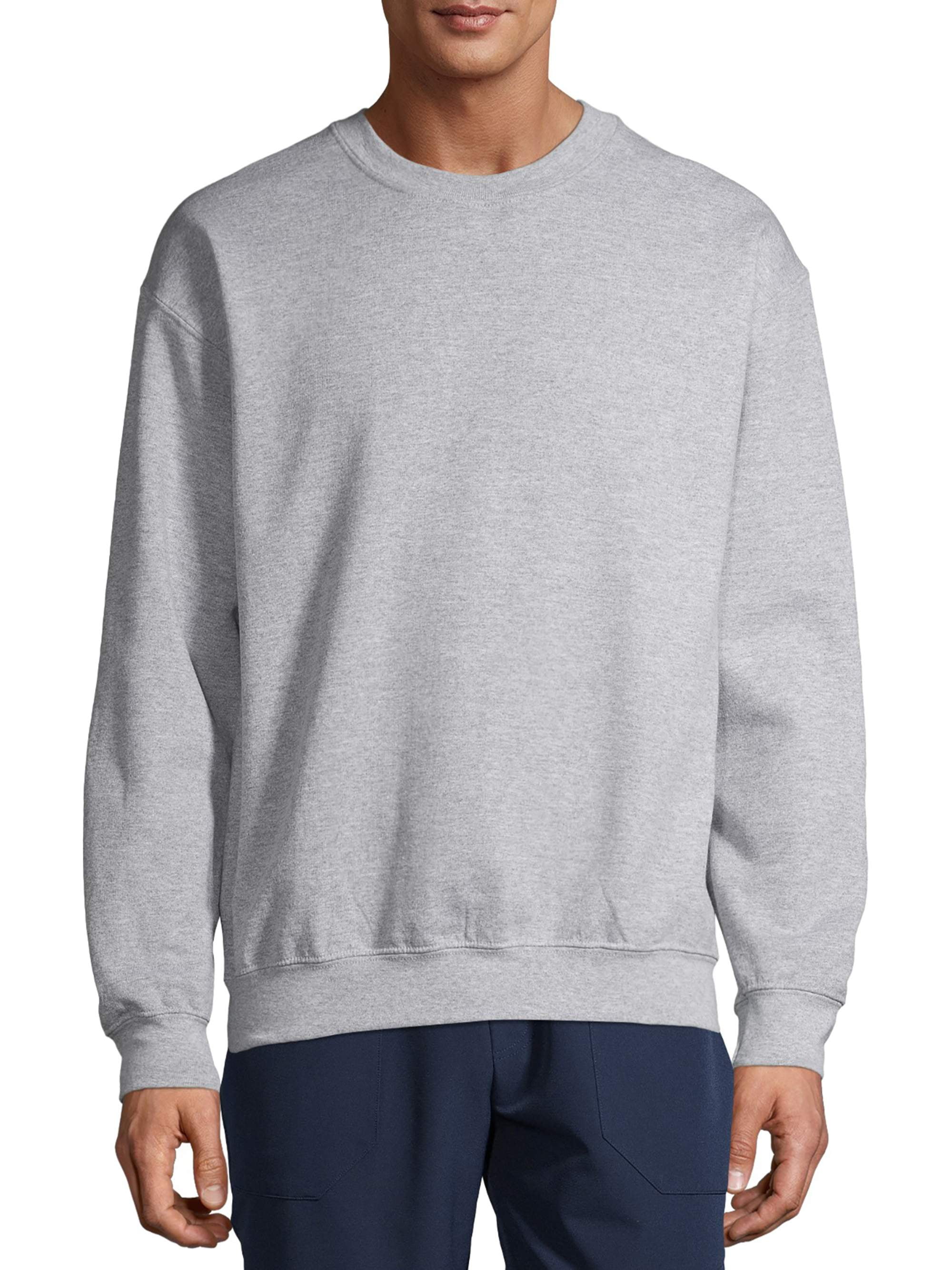 Mens Basic Crewneck Fleece Lined Sweatshirt-Charcoal Grey-Medium