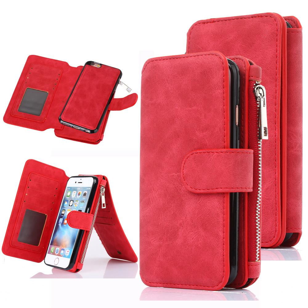 iPhone 6S Plus Case, iPhone 6 Plus Wallet Case, 12 Card Holder, Zipper