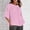 Pink, variant on QHWAUAKFBN T Shirts For Women Graphic Summer 3 Of 4 Sleeve Crew Neck Floral Printed Loose Linen Tunic Tee Blouse Tshirts Top