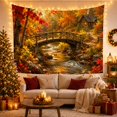 thumbnail image 3 of Rustic Wooden Bridge Over Stream in Autumn Forest, Serene Rustic Wall Art for Nature Lovers, Scenic Nature Decor, Thanksgiving Hostess Gift Tapestry Wall Hanging for Living Room and Bedroom, 3 of 7