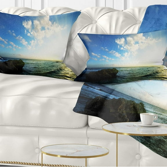 Designart Evening Sea with Calm Waters - Modern Beach Throw Pillow - 12x20