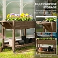 thumbnail image 3 of Outsunny Raised Garden Bed, Wood Elevated Planter Box with Lockable Wheels, Side Tables, Bottom Shelf, Bed Liner and Drainage Holes, Carbonized, 3 of 9