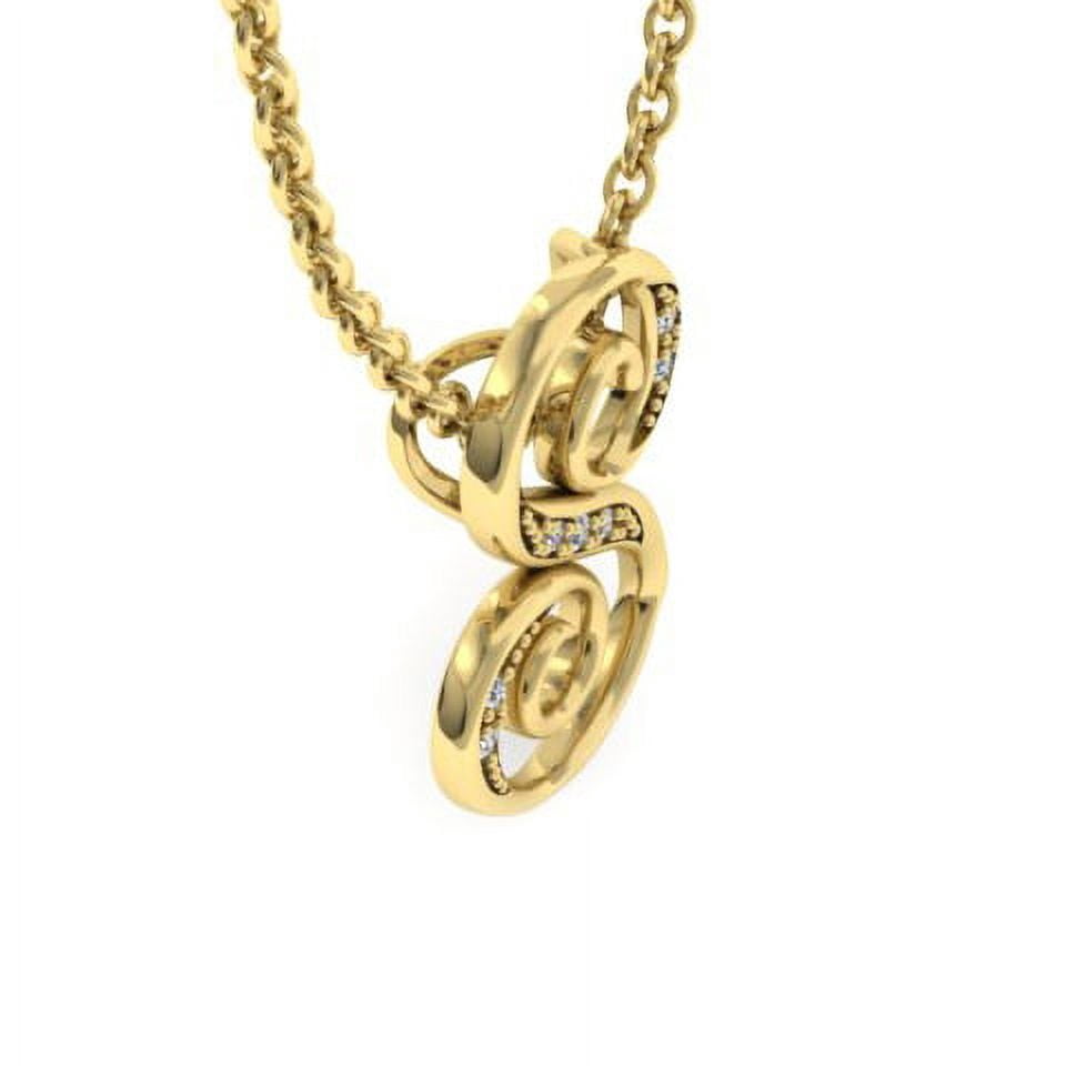 SuperJeweler S Initial Necklace In Yellow Gold With 7 Diamonds, Serif Style, With Free 18 Inch Cable Chain, For Women