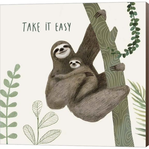 Sloth Sayings IV by Victoria Borges, Canvas Wall Art, 12W x 12H