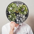 thumbnail image 6 of Yayeee Wall Clock Battery Operated 9.5" Silent Quartz Non-Ticking for Living Room Decor, Gray Floral, 6 of 8