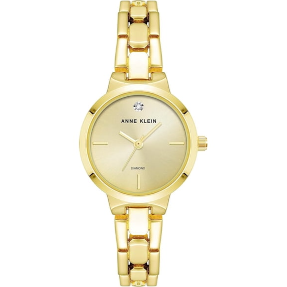 Anne Klein Petite Gold-Tone Diamond Dial Champagne Sunray Ladies Watch AK-4190CHGB