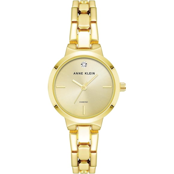 Anne Klein Petite Montre pour Femme à Ton Or avec Cadran Diamant, Rayon de Soleil Champagne AK-4190CHGB