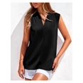 thumbnail image 2 of Tank Top for Women 2026 Summer Satin V Neck Pleated Sleeveless Blouses Casual Business Outfits, 2 of 9