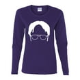thumbnail image 2 of Wild Bobby, Office Dwight Glasses Face Silhouette Funny Schrute, Pop Culture, Women Graphic Long Sleeve Tee, Purple, X-Large, 2 of 4