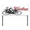 thumbnail image 3 of Sports Headboard, Cycling Man Illustration Dotted Setting Biking Athletics Human Powered Vehicle, Upholstered Decorative Metal Bed Headboard with Memory Foam, Full Size, Black White Red, by Ambesonne, 3 of 4